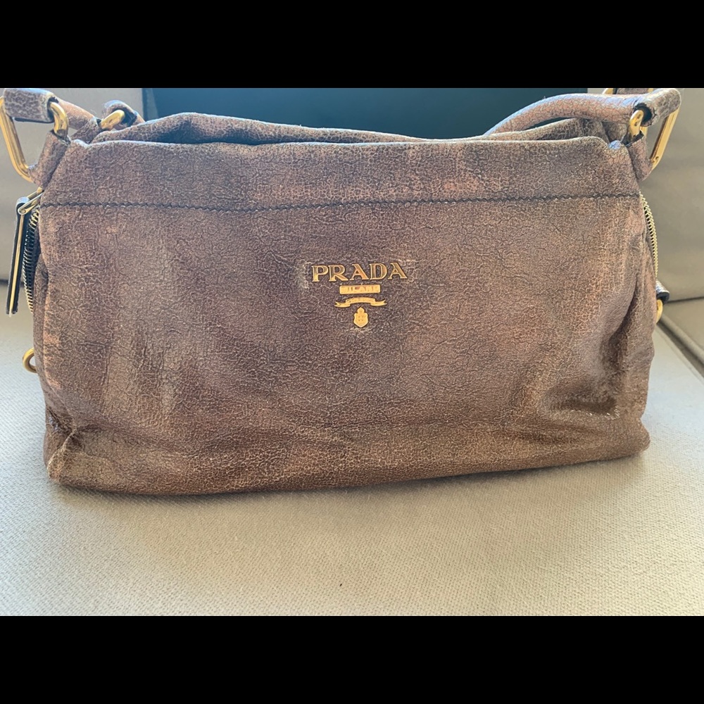 Prada distressed leather handbag